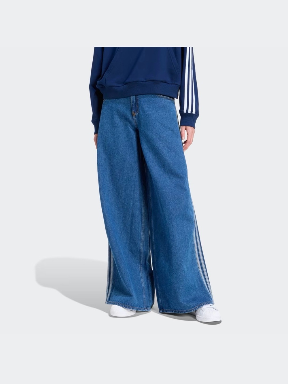 adidas Women's Wide-Leg Blue Denim Jeans